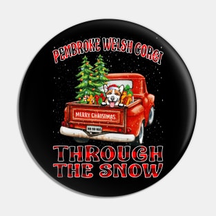 Christmas Pembroke Welsh Corgi Through The Snow Dog Santa Truck Tree Pin