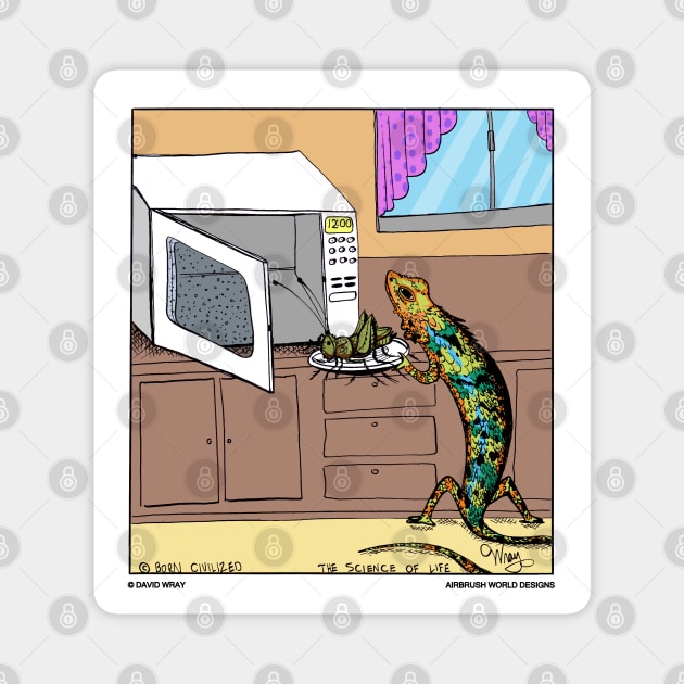 Lizard Using The Microwave Funny Reptile Novelty Gift Magnet by Airbrush World