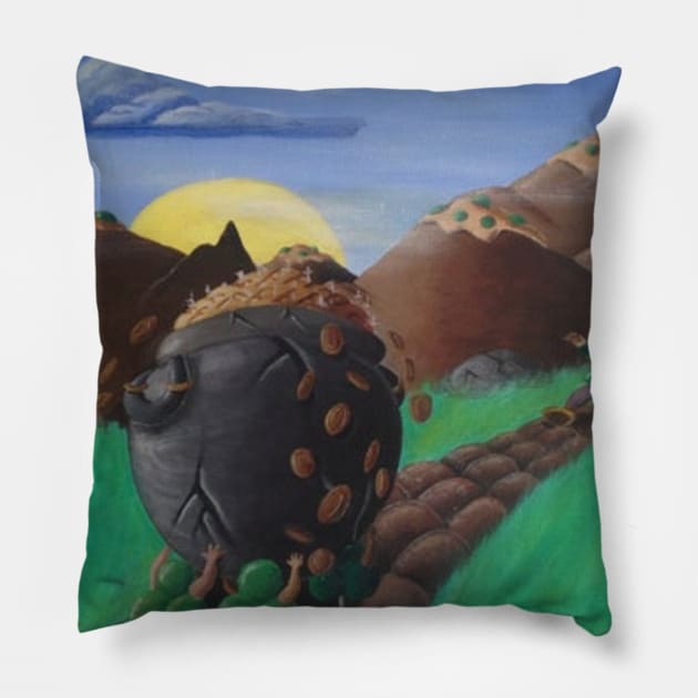 Leprechaun Chasing Gold Pillow by ManolitoAguirre1990