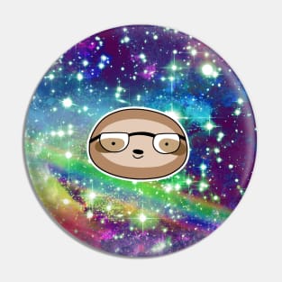 Nerdy Sloth Face Rainbow Space Pin