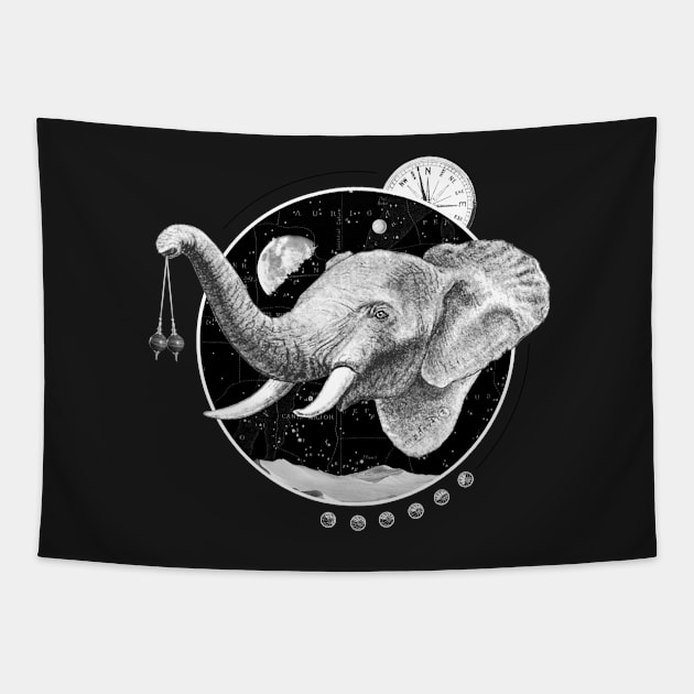 Space elephant |  space Digital art Tapestry by Hakubiya