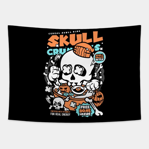 Halloween Skull Crunchies Cereal Tapestry by EvcoStudio