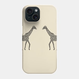 Giraffes in Love - cute animal ink art - on light colors Phone Case