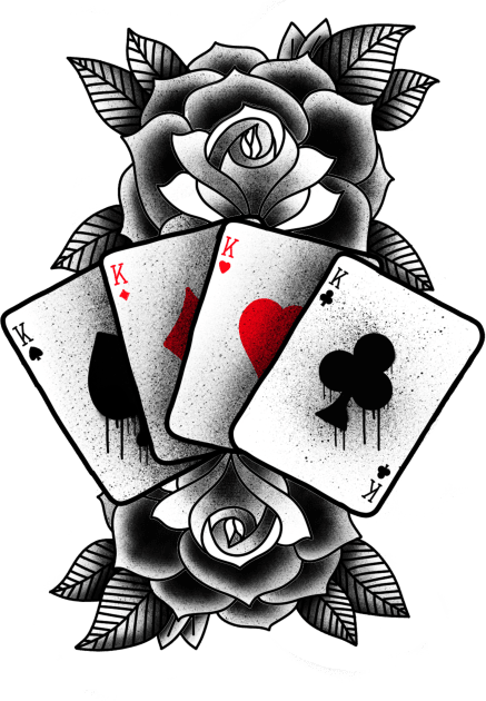 Playing cards and roses Kids T-Shirt by MEJIKU