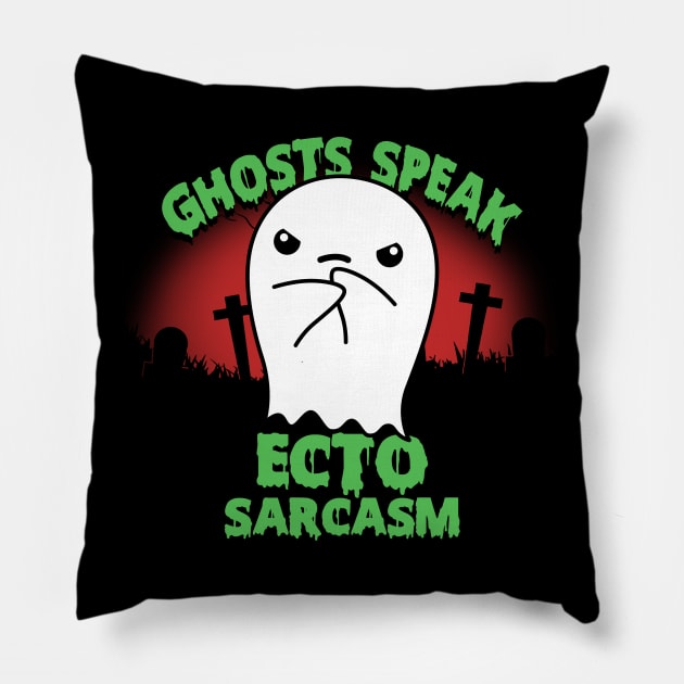 Cute Funny Original Kawaii Ghost Sarcasm Meme Pillow by BoggsNicolas