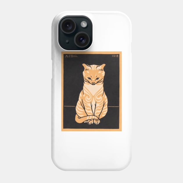 Sitting Cat (1918) by Julie de Graag (1877-1924) Phone Case by dailycreativo