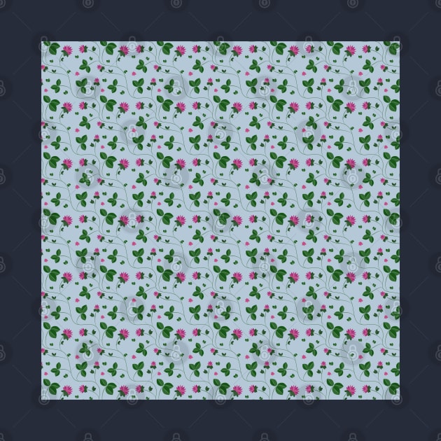 meadow flowers clover blue background pattern by Marina patterns