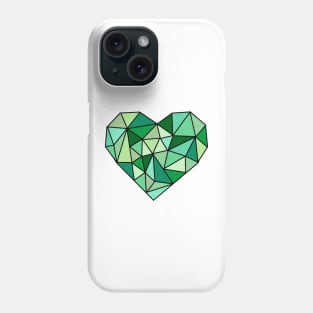 Green Crystal Heart Phone Case