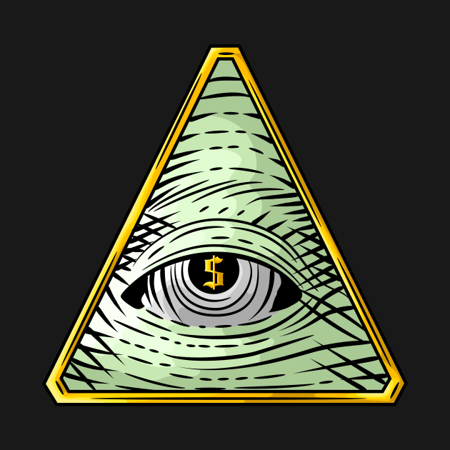 Money God illuminati art with great eye and dolar symbol by Drumsartco