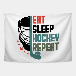 Eat Sleep Hockey Repeat Tapestry