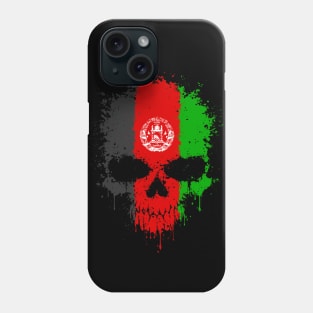 Chaotic Afghan Flag Splatter Skull Phone Case