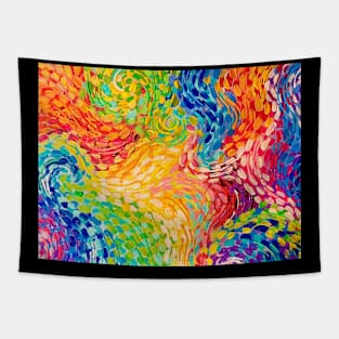 Funky Abstract Rainbow Squiggles Tapestry