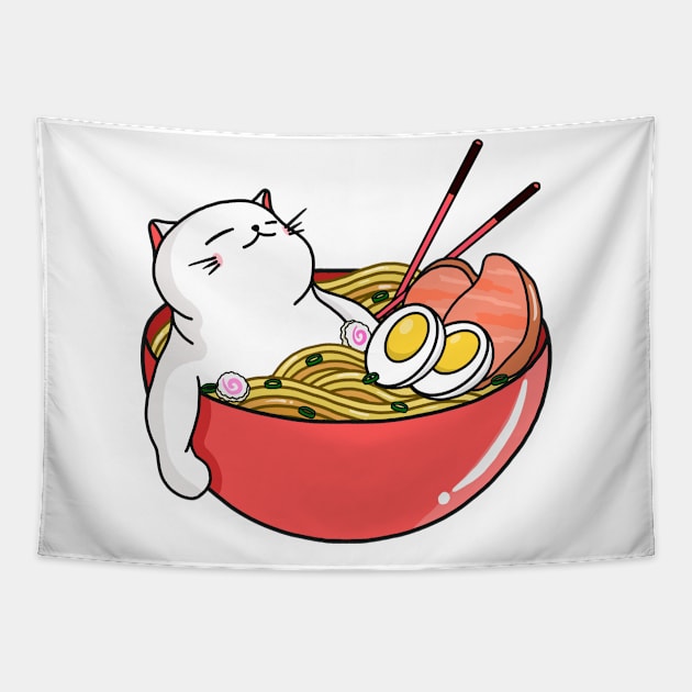 Cat Ramen Tapestry by Kimprut