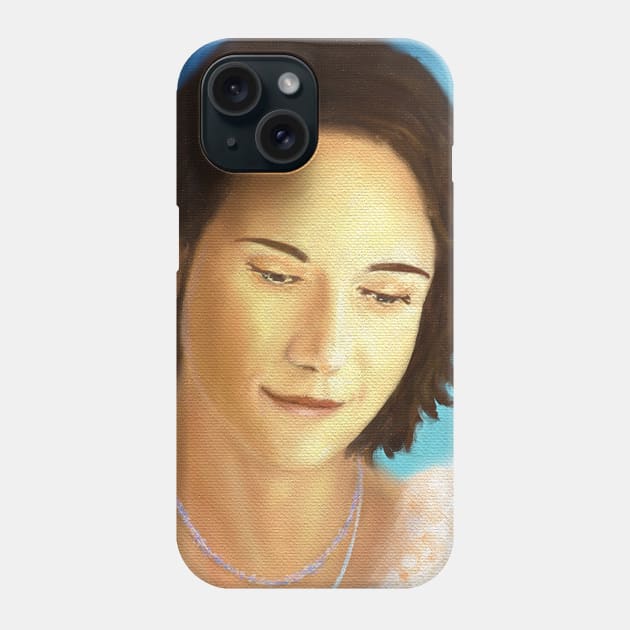 Painting of a Beautiful Young Elegant Woman, Looking Down and Smiles Phone Case by ibadishi