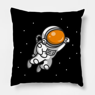Cute Astronaut Flying In Space Cartoon Pillow