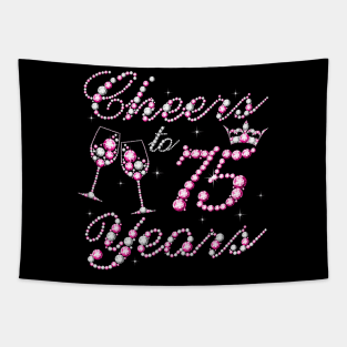 Cheers To 75 Years 1957 75th Birthday Queen Pink Diamond Tapestry