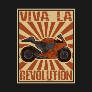 Motorcycle Retro Woodblock Biker Cyclist T-Shirt