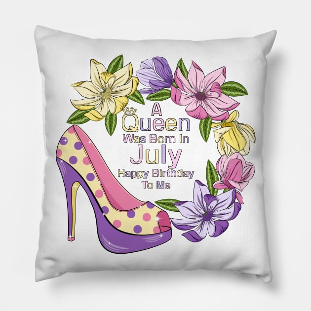 A Queen Was Born In July Pillow by Designoholic