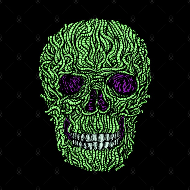 Neon Worm Skull by Robisrael