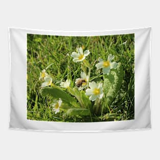 common yellow primrose with a worker honey bee Tapestry