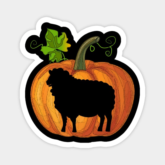 Sheep in pumpkin Magnet by Flavie Kertzmann