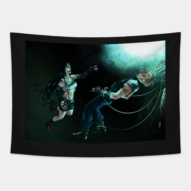 Tifa and Cloud Tapestry by Saoghal