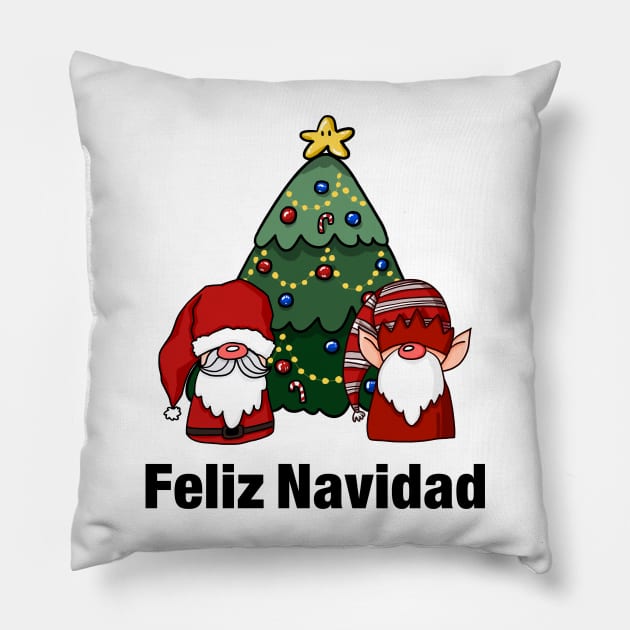 Feliz Navidad with Santa and his elf! Pillow by White.t.tales