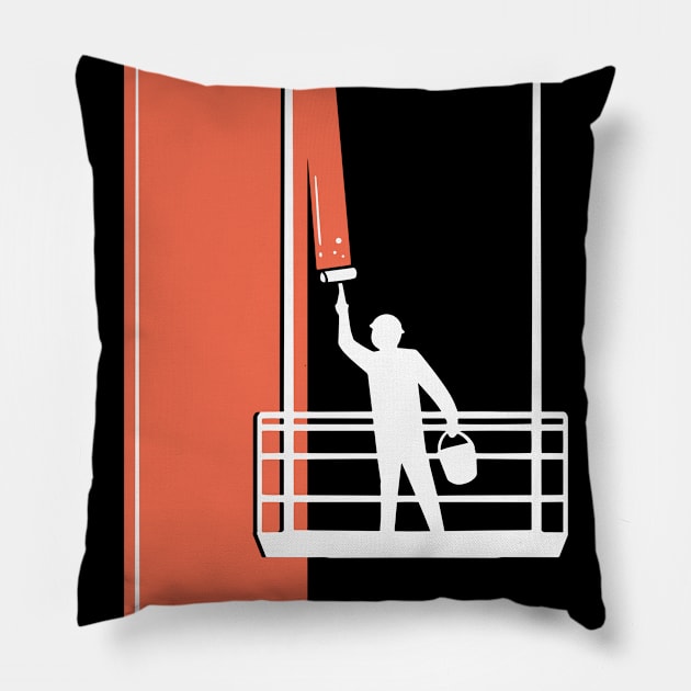 Cool red Facade Painter Elevator - Wall Painting Gift Pillow by Shirtbubble