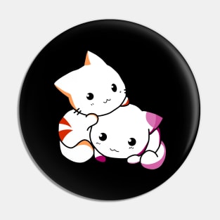 Cuddling Cats in Lesbian Pride Flag Colors Pin