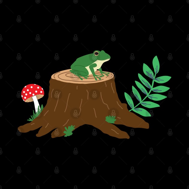 Frog on a tree stump by Jennifer Ladd