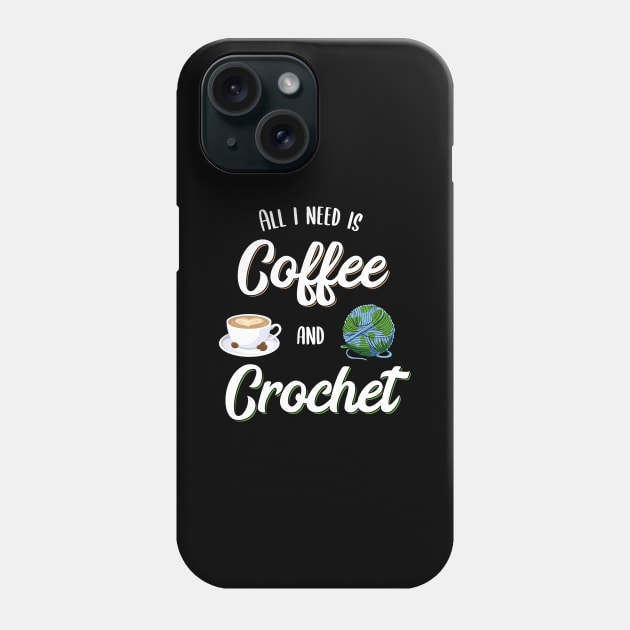 Crochet and Coffee Knitting Coffee Lover Gift Idea Phone Case by MGO Design