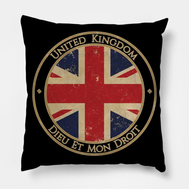 Vintage United Kingdom of Great Britain and Northern Ireland Europe European EU Flag Pillow by DragonXX