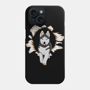 siberian husky out of a hole Phone Case