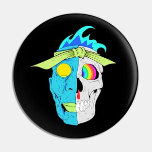 Dope half face and half skull face illustration Pin