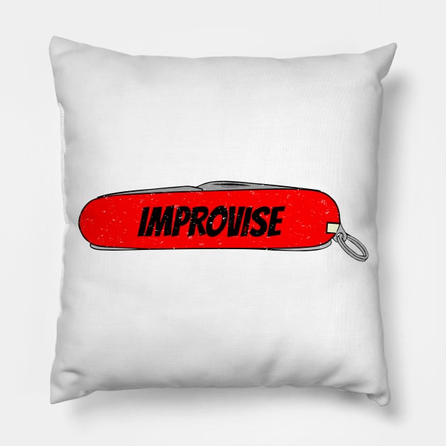 Improvise Red Army Pocket Knife Fun Tool Cut Blade Elements for People who Explore and Extend known Borders of Confort Zone. Improvise it and solve Challenges. Pillow by Olloway