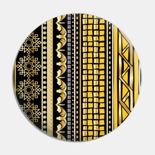 Elegant Black And Gold Moroccan Pattern Pin