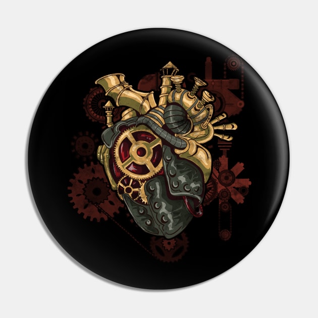 Steampunk Heart Robot Cosplay Scifi Mechanical Gears Anatomy Pin by Proficient Tees