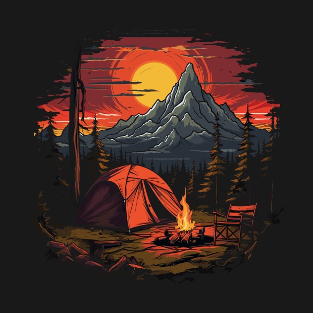 Cozy Campsite at Night by Mad Swell Designs