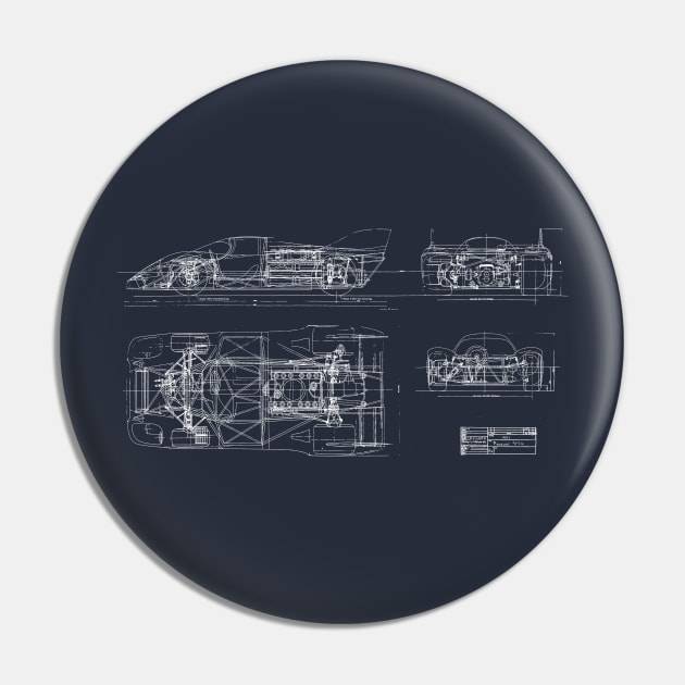 Porsche 917 Blueprint Pin by FASTER