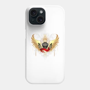 Black shield with golden wings Phone Case