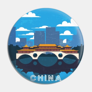 Chengdu, China. Retro travel poster Pin