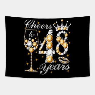 Cheers To 48 Years Old Happy 48th Birthday Queen Drink Wine Tapestry