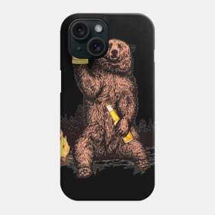 Bear Drinking Beer Camp Fire Woods Outdoor Funny Grizzly Phone Case