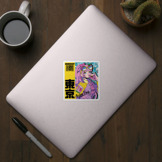 Anime Girl Pink - Anime - Sticker