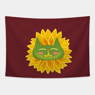 Colorful Sunflower Cat Tapestry