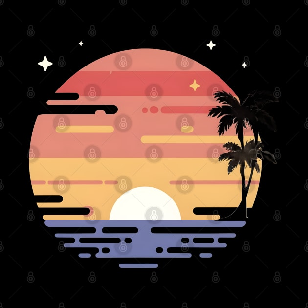 Retro vintage tropical sunset by Spaceboyishere