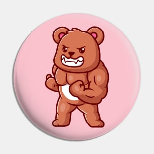 Cute Bear Muscular Cartoon Pin