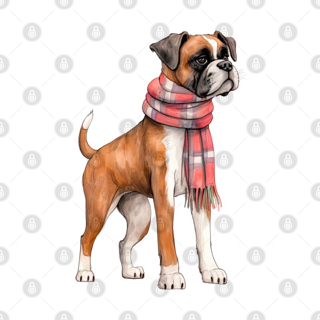 Boxer winter dog by piscoletters
