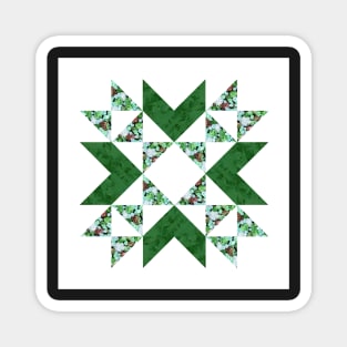 Traditional vintage quilt block pattern green Magnet