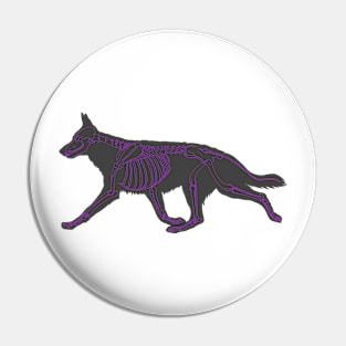 Halloween Design - Dog Skeleton Purple Pin